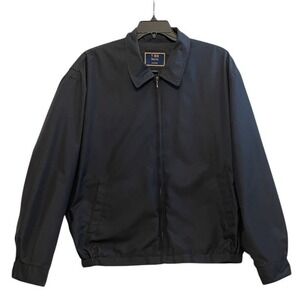 T. Harris London Jacket XL Mens Black Full Zip‎ Lightweight Collared Coat